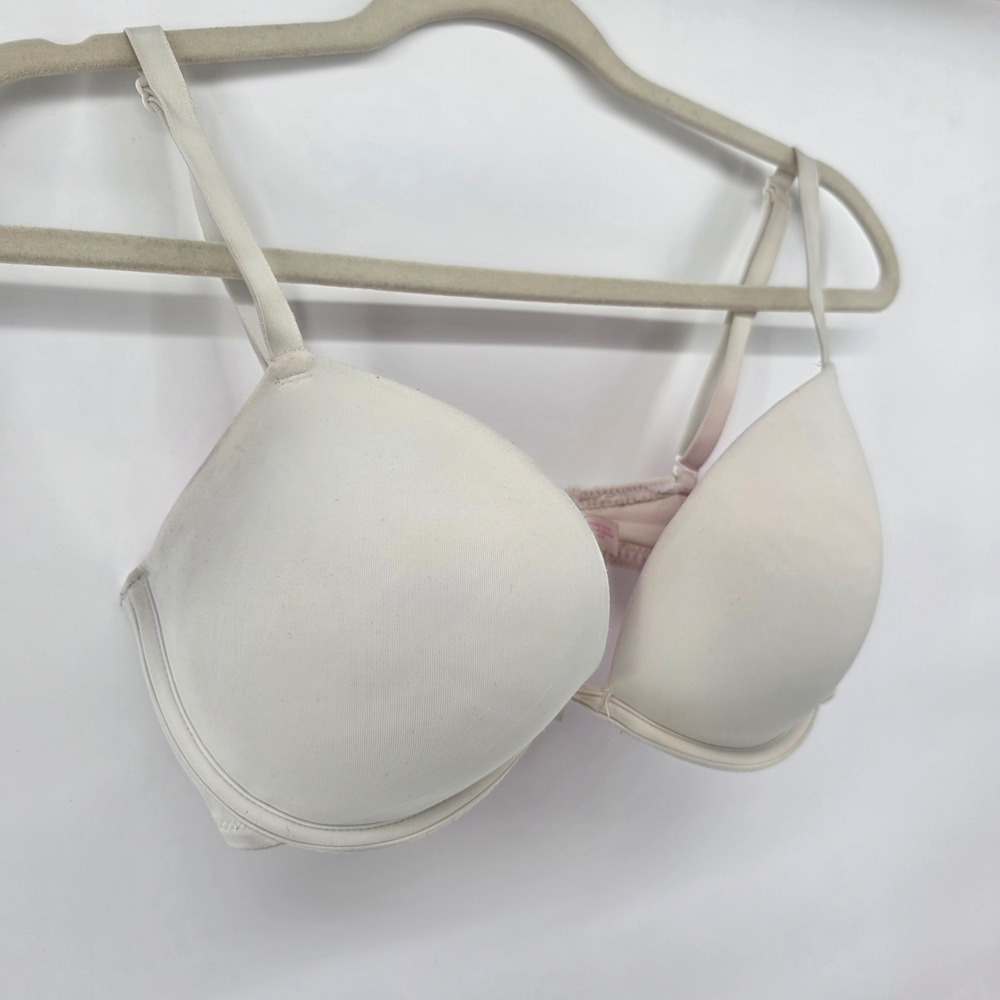 PINK white 32DD Push Up Bra White Padded Adjustable Straps‎